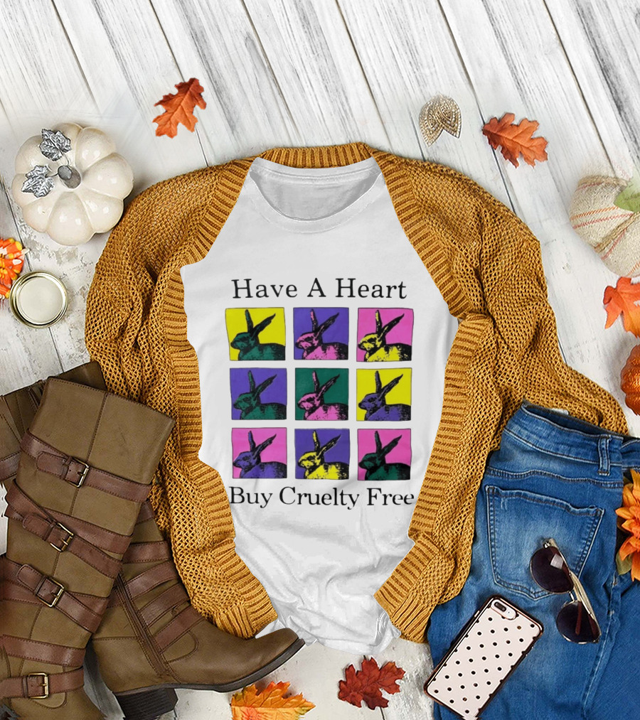 Have A Heart Buy Cruelty Free Rabbits Pop Art Style Iconic Colorful Blocks T-Shirt