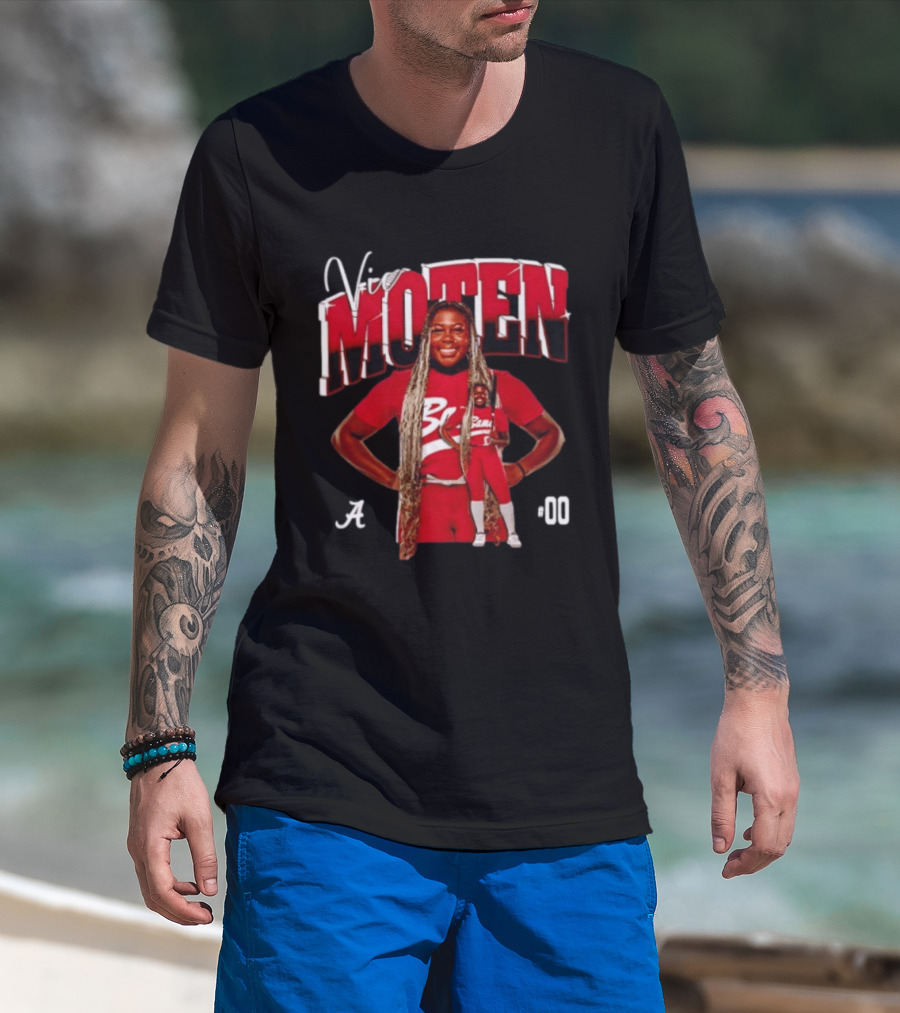 Vic Moten 00 Alabama Crimson Tide Softball Red Uniform Player Pose T-Shirt