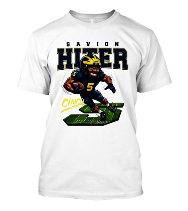 Savion Hiter Number 5 Cinco Valiant Michigan Wolverines Football Cartoon T-Shirt