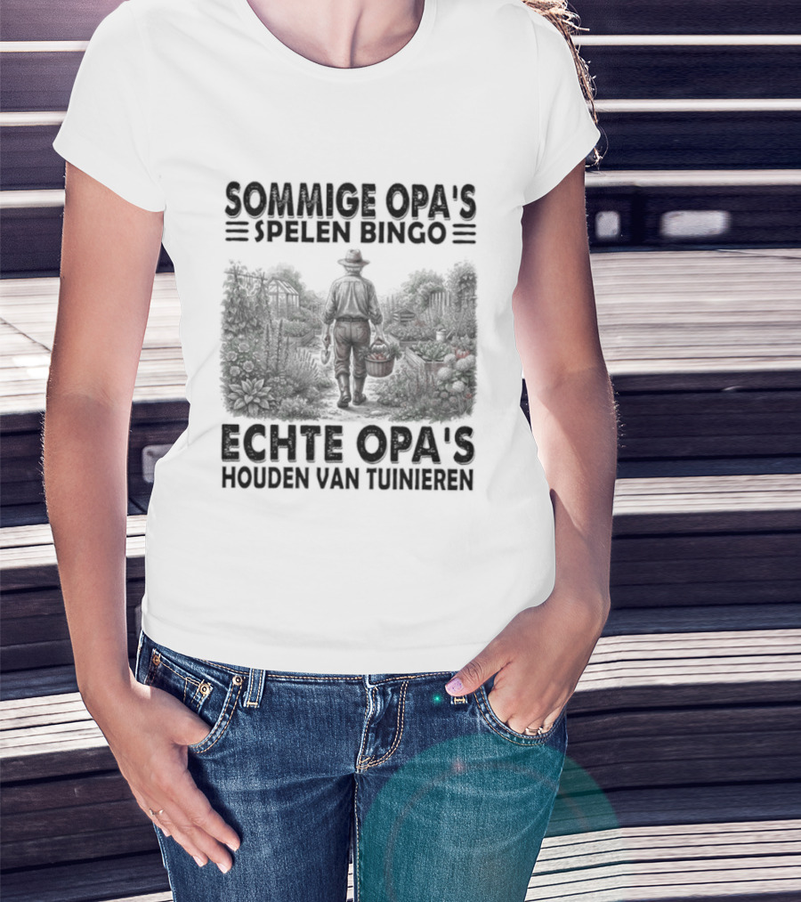 Sommige Opa's Spelen Bingo Echte Opa's Houden Van Tuinieren Tuinman Silhouet Achtergrond T-Shirt
