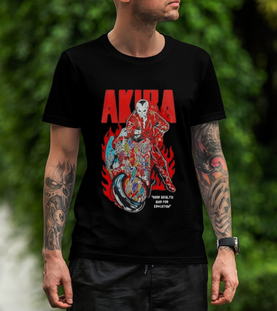 Akira Good For Health Bad For Education Iconic Motorcycle T-Shirt