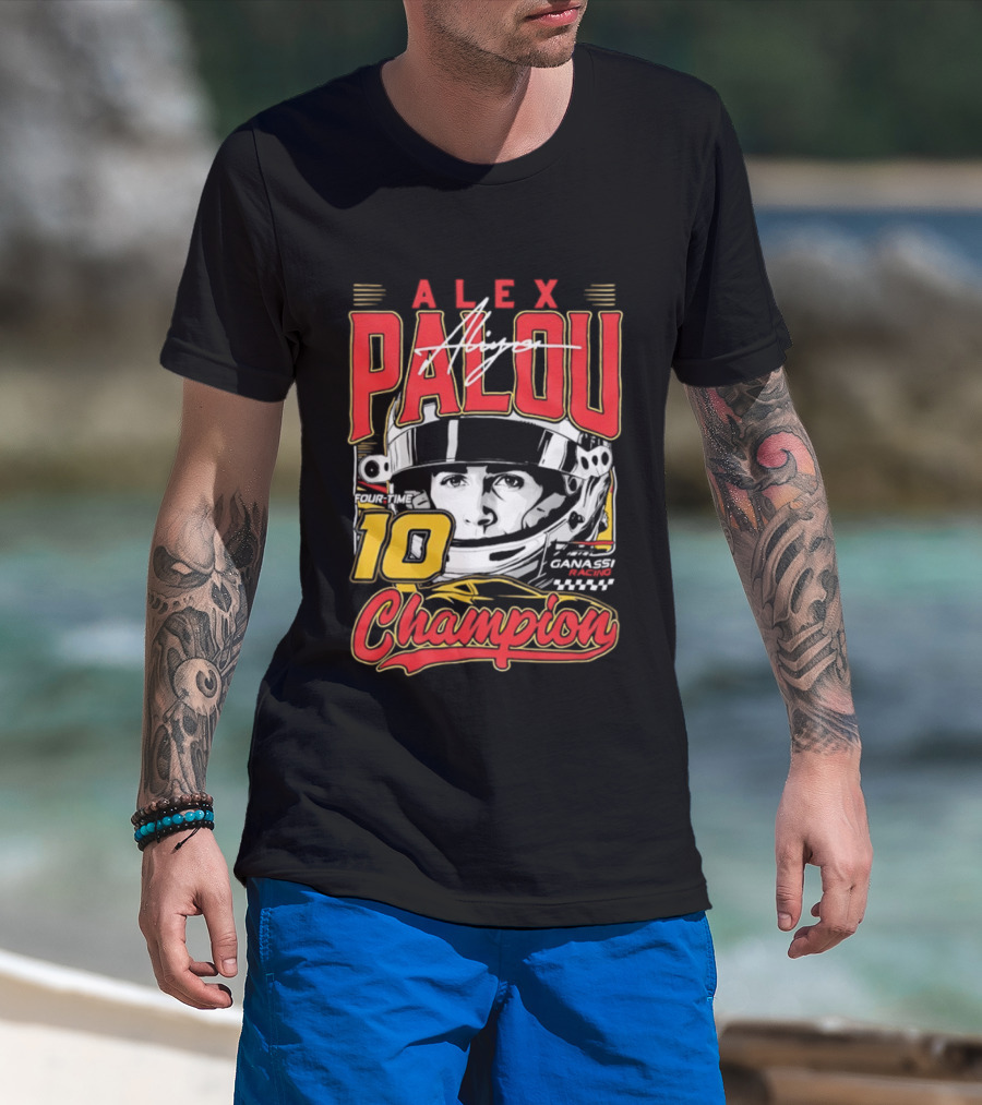 Alex Palou Autograph 10 Champion Racing Helmets T-Shirt