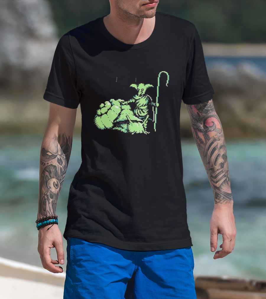Goblin Shepherd With Staff Pixel T-Shirt