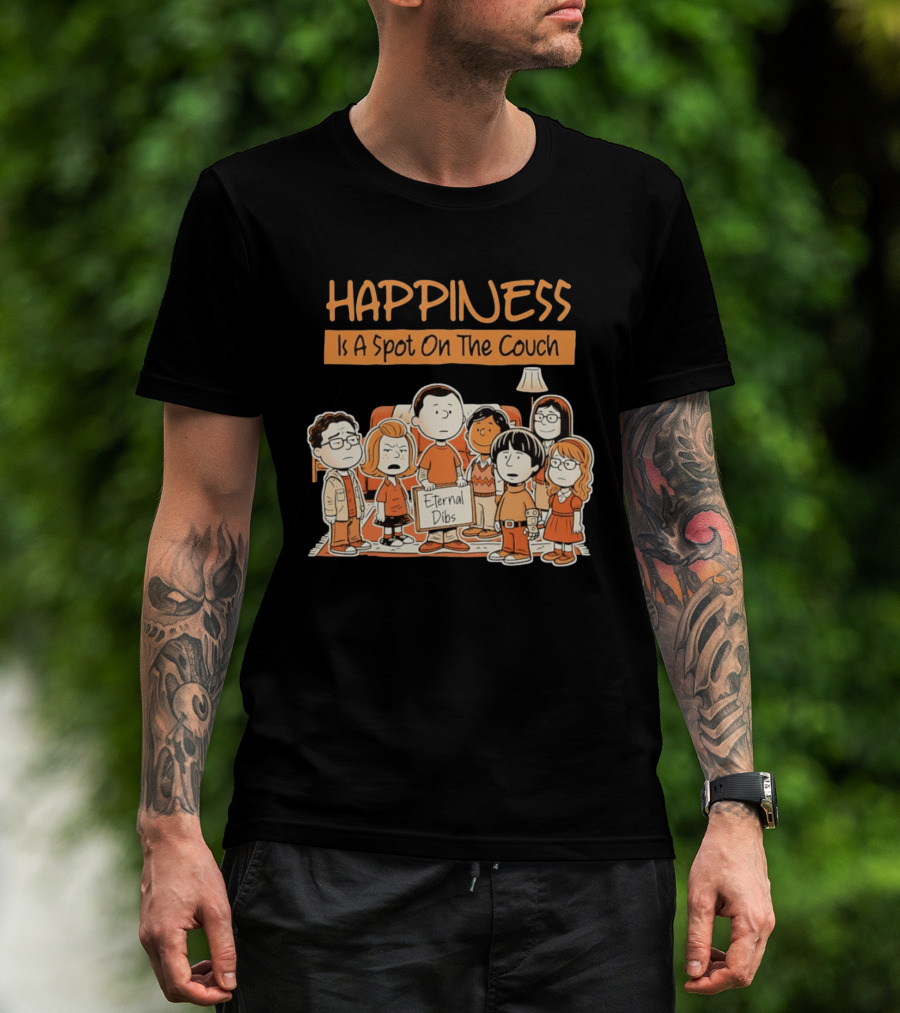 Happiness Is A Spot On The Couch Eternal Dibs Peanuts Style Scene T-Shirt