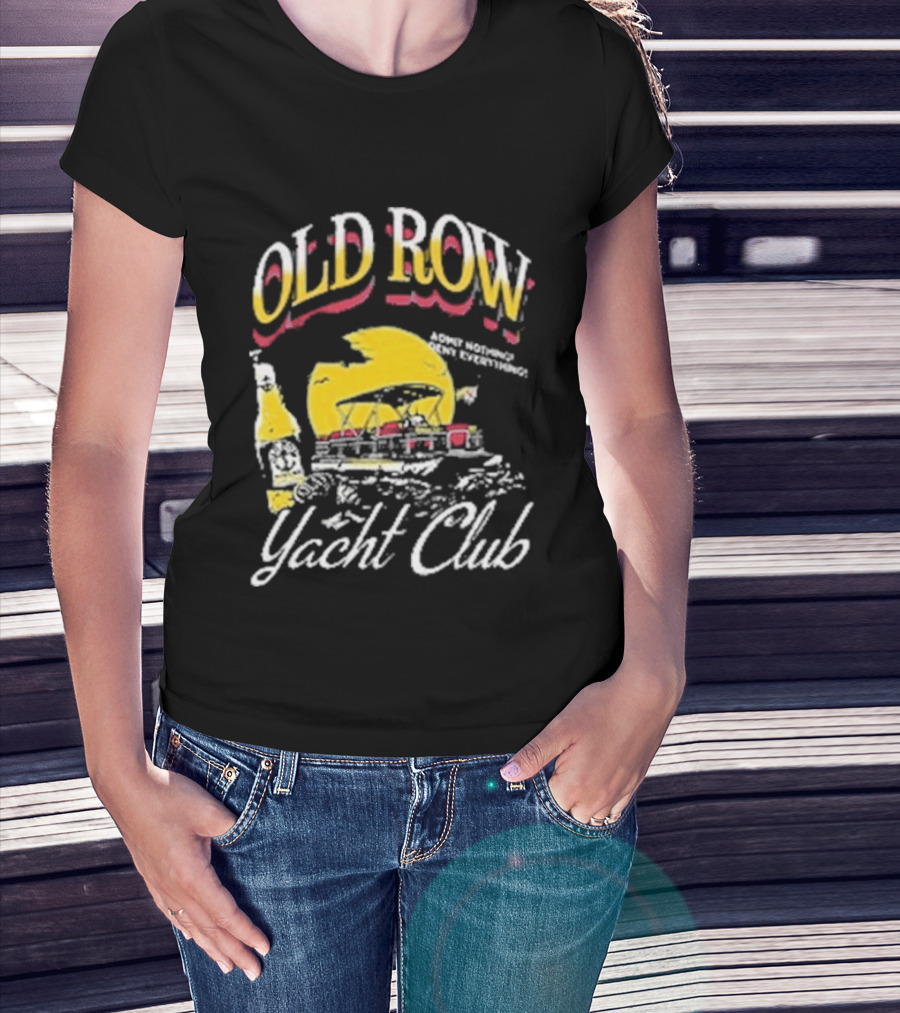 Old Row Yacht Club Retro Nautical Theme With Sailboat And Sunset T-Shirt
