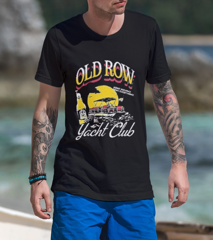 Old Row Yacht Club Retro Nautical Theme With Sailboat And Sunset T-Shirt