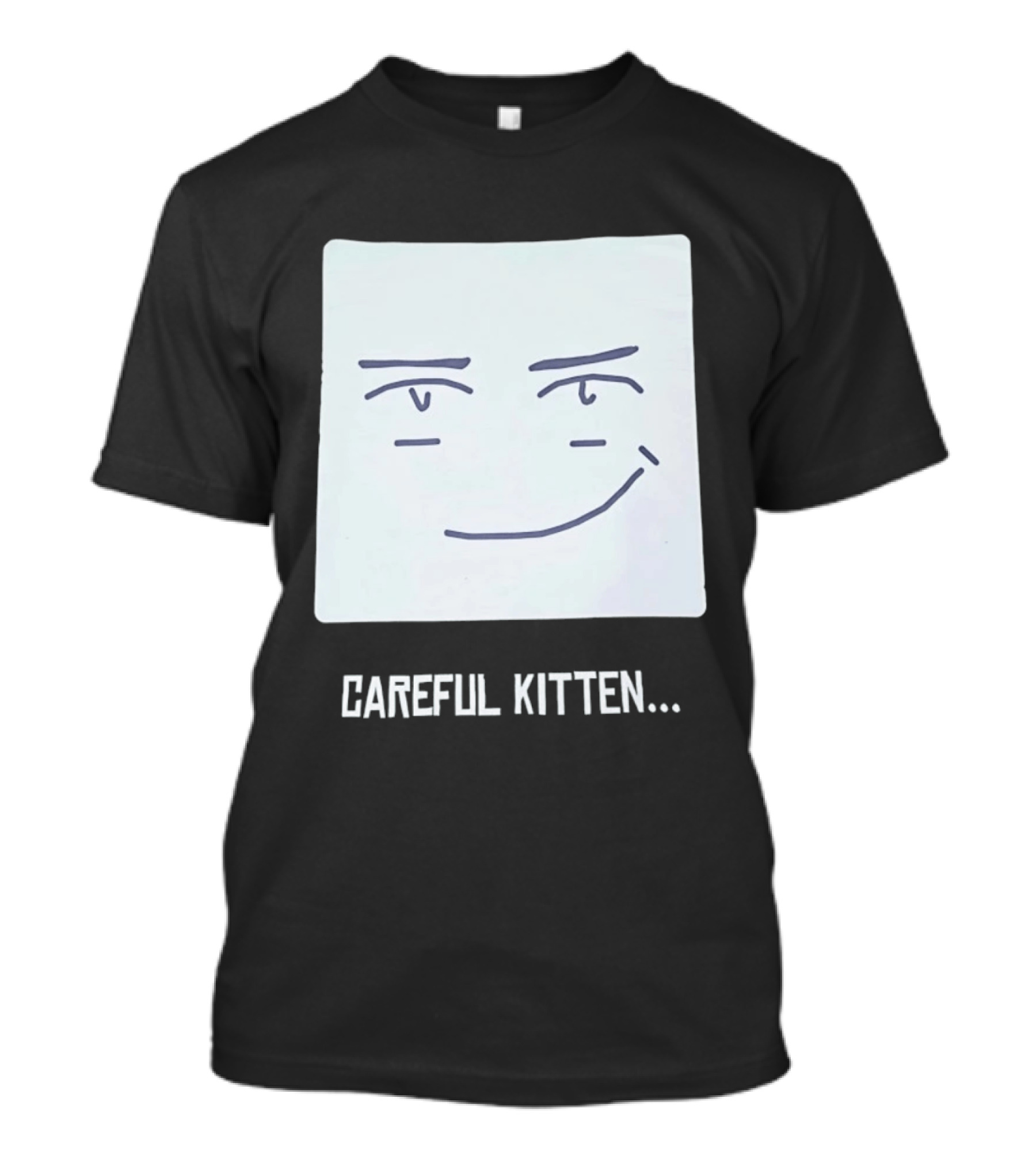 Roblox Man Face Careful Kitten Meme T-Shirt