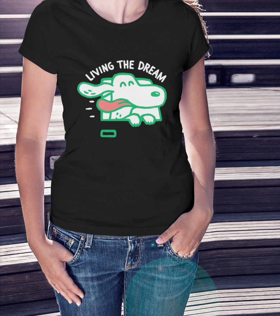 Living The Dream Dog Joyfully Enjoying Car Ride With Head Out The Window T-Shirt