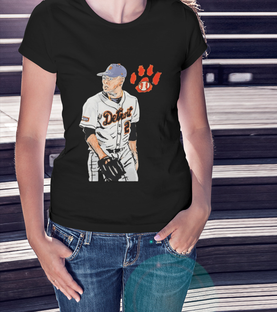 Detroit Tigers Tarik Skubal Baseball Cartoon Character With Paw Print And Baseball T-Shirt