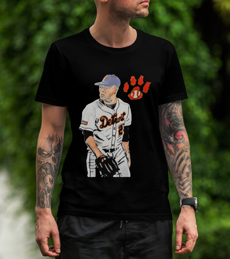 Detroit Tigers Tarik Skubal Baseball Cartoon Character With Paw Print And Baseball T-Shirt