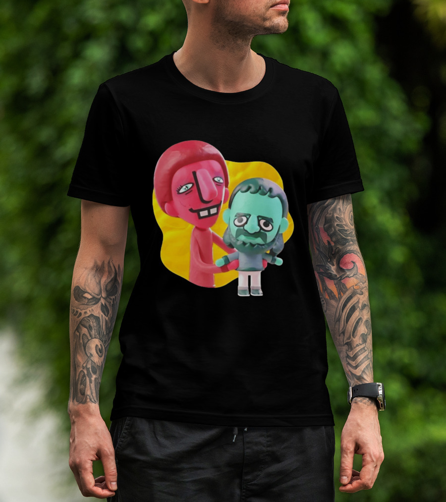 The Best Buds Colorful Character Figures Hugging Playful T-Shirt