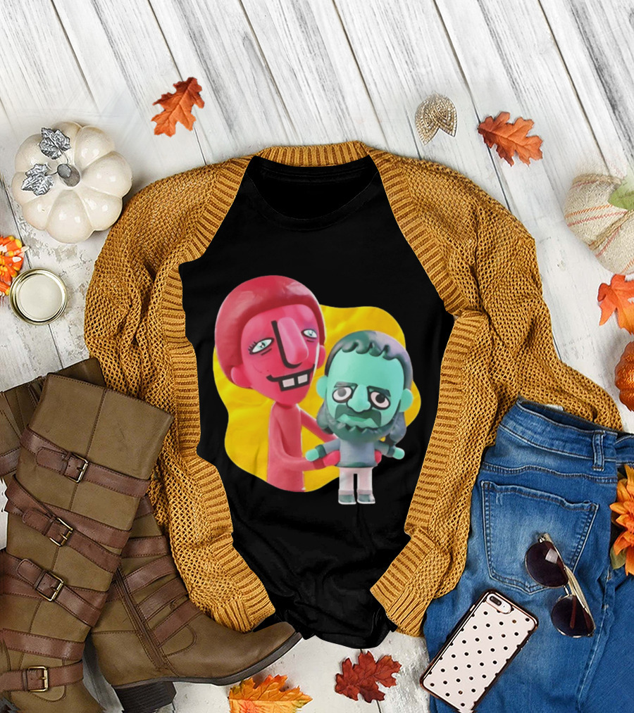 The Best Buds Colorful Character Figures Hugging Playful T-Shirt