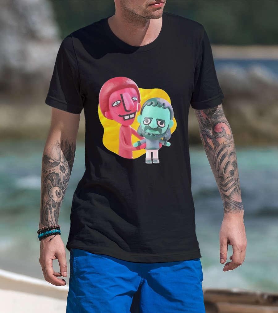 The Best Buds Colorful Character Figures Hugging Playful T-Shirt