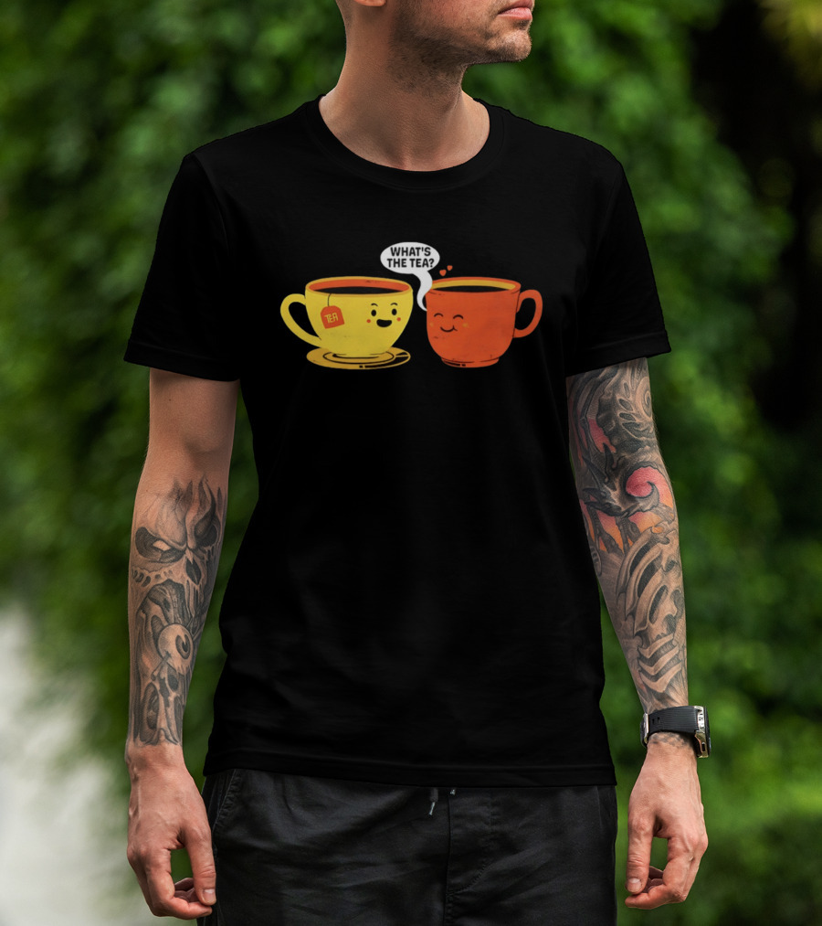 What's The Tea Gossiping Teacups Cute Conversation T-Shirt