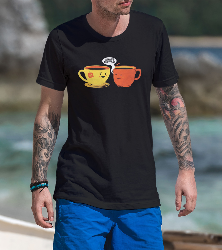 What's The Tea Gossiping Teacups Cute Conversation T-Shirt