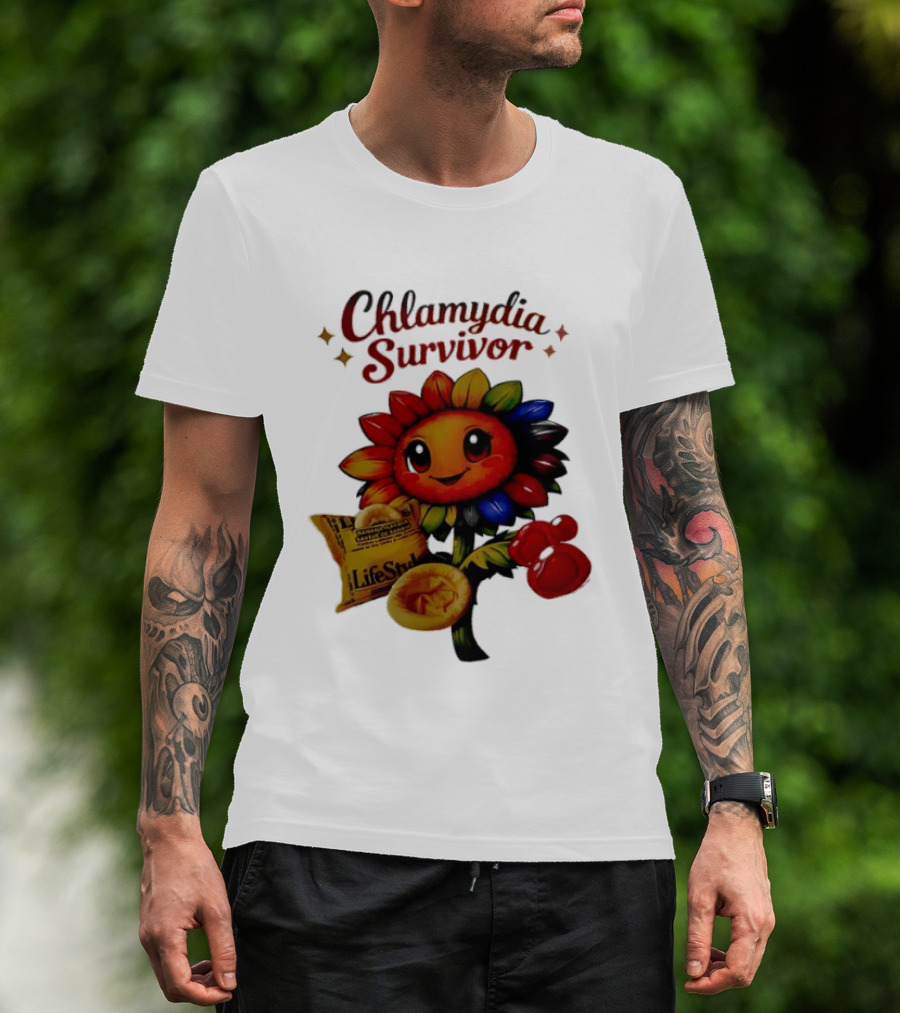Chlamydia Survivor Rainbow Sunflower LifeStyles Condom Sexual Health Awareness STI STD T-Shirt
