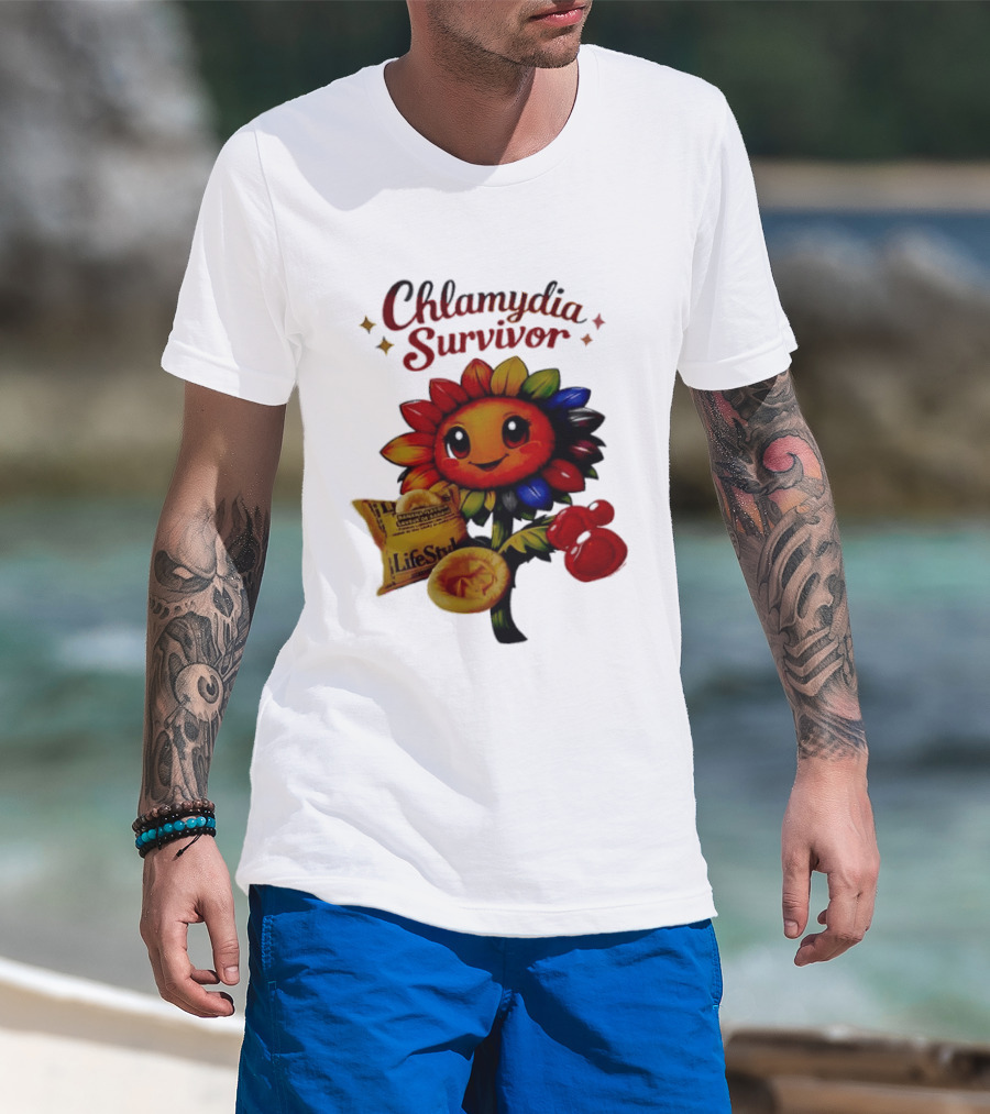 Chlamydia Survivor Rainbow Sunflower LifeStyles Condom Sexual Health Awareness STI STD T-Shirt