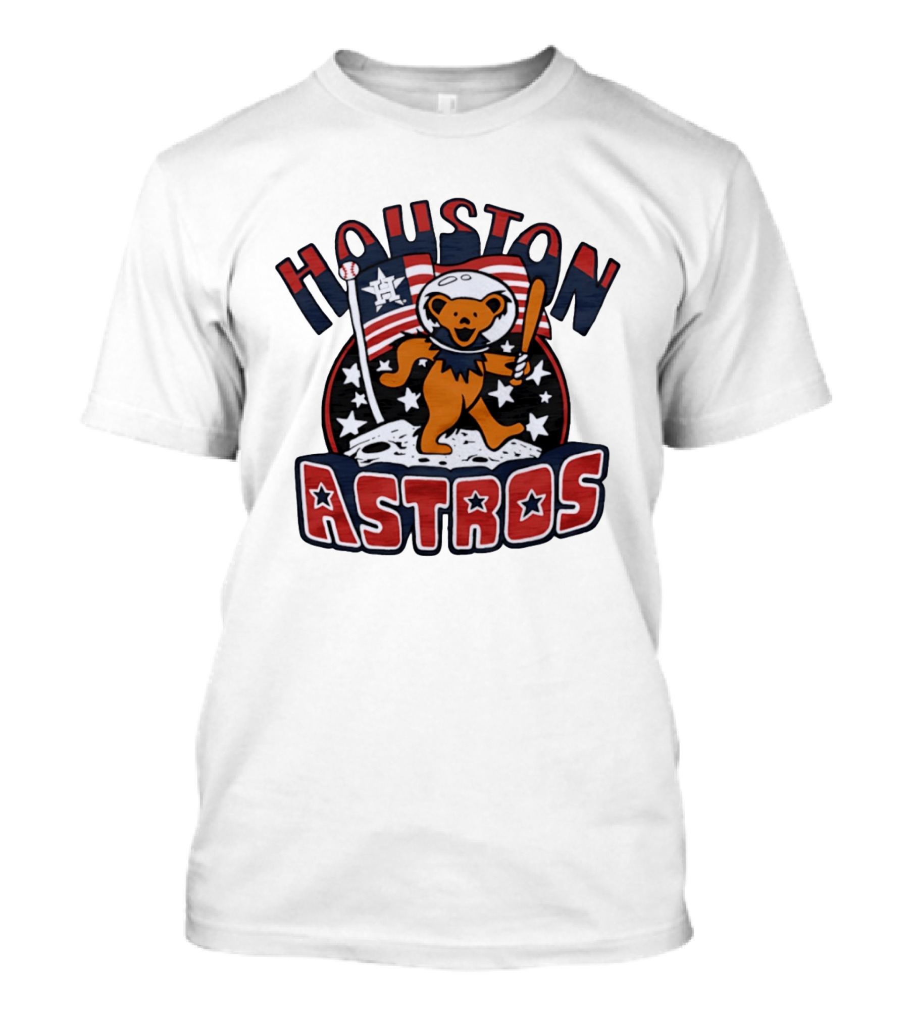 Houston Astros Grateful Dead Dancing Bear Astronaut Moon Scene T-Shirt