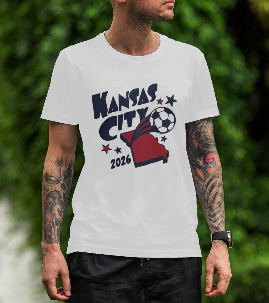 Kansas City 2026 Soccer Missouri State Map Stars Ball T-Shirt