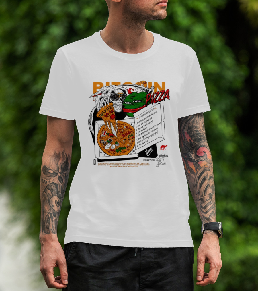 Kermit The Frog Pepe Pizza Ingredients Bitcoin Meme T-Shirt