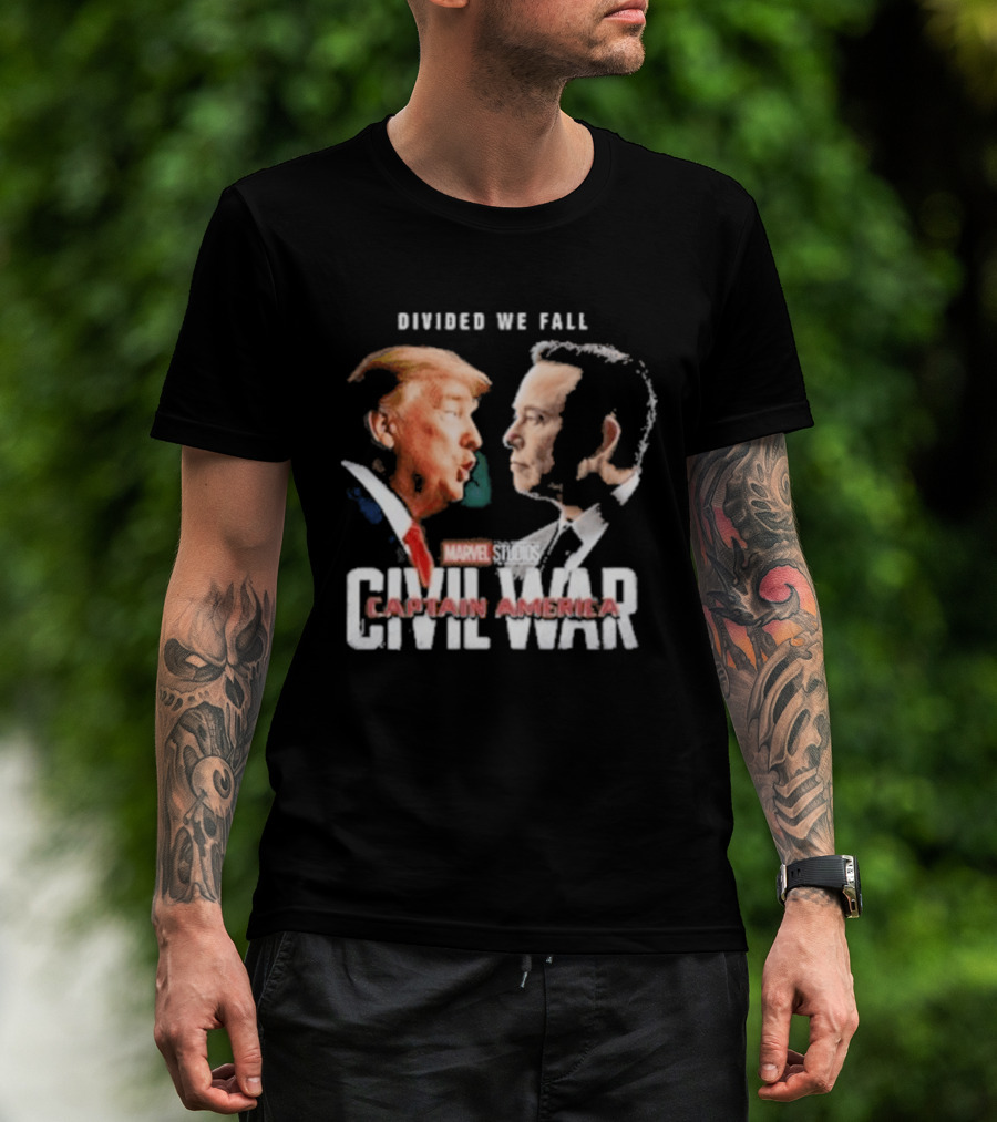 Marvel Studios Civil War Divided We Fall Captain America Trump Vs Elon T-Shirt