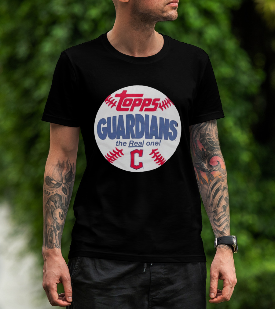 Cleveland Guardians Topps The Real One Baseball Shape T-Shirt