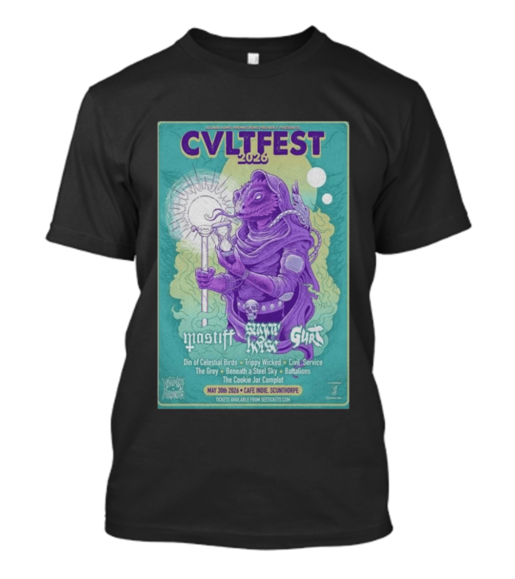 CVLTFEST 2026 Café INDIEpendent Scunthorpe May 30 Tour Featuring Mastiff Snow Gurt T-Shirt