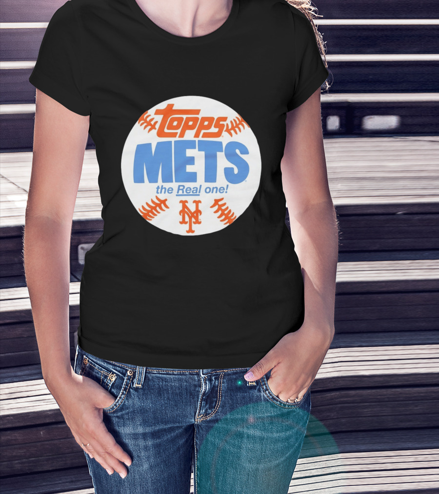 New York Mets Topps The Real One Baseball Shape T-Shirt