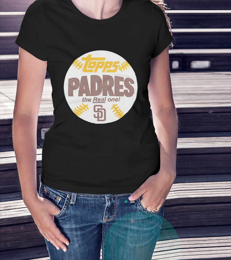 Topps Padres The Real One SD Logo Baseball Shape T-Shirt