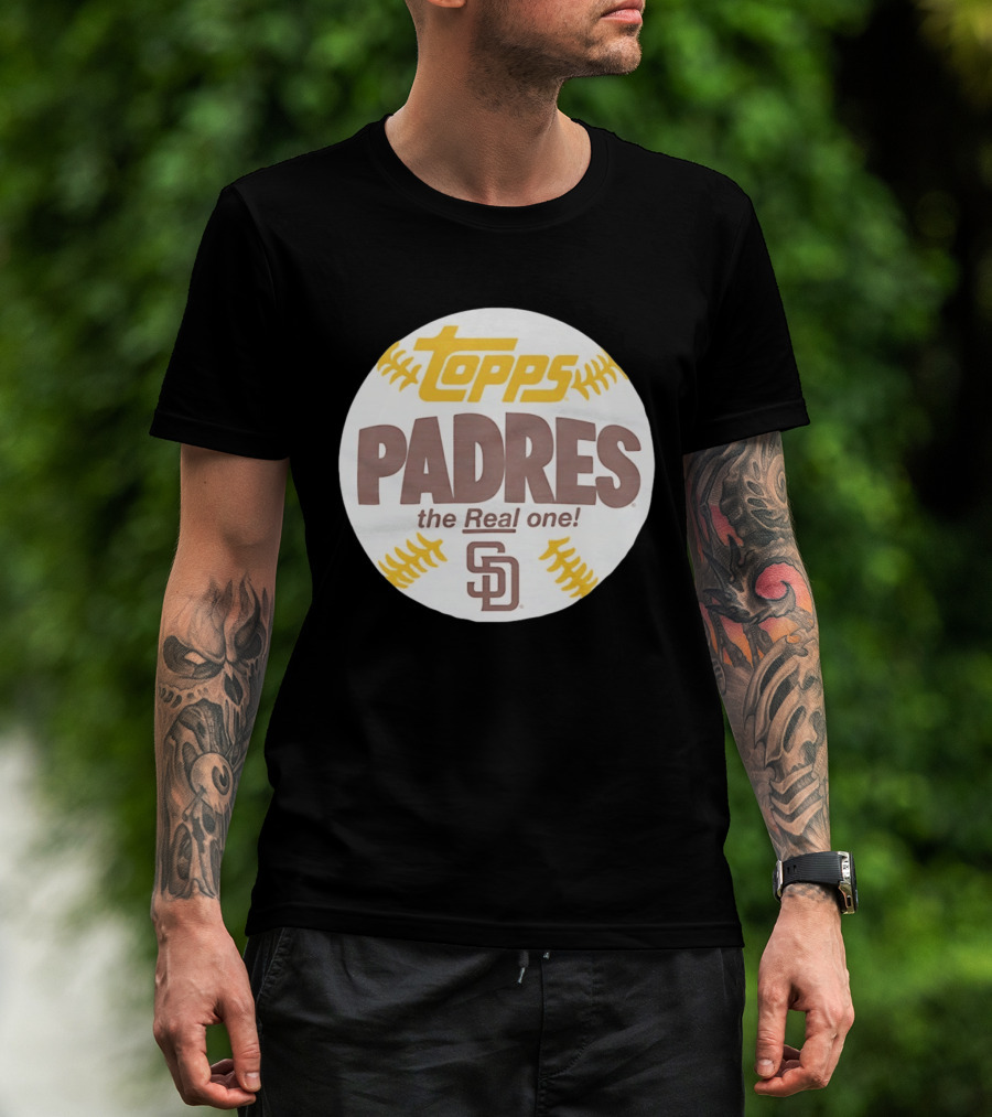 Topps Padres The Real One SD Logo Baseball Shape T-Shirt