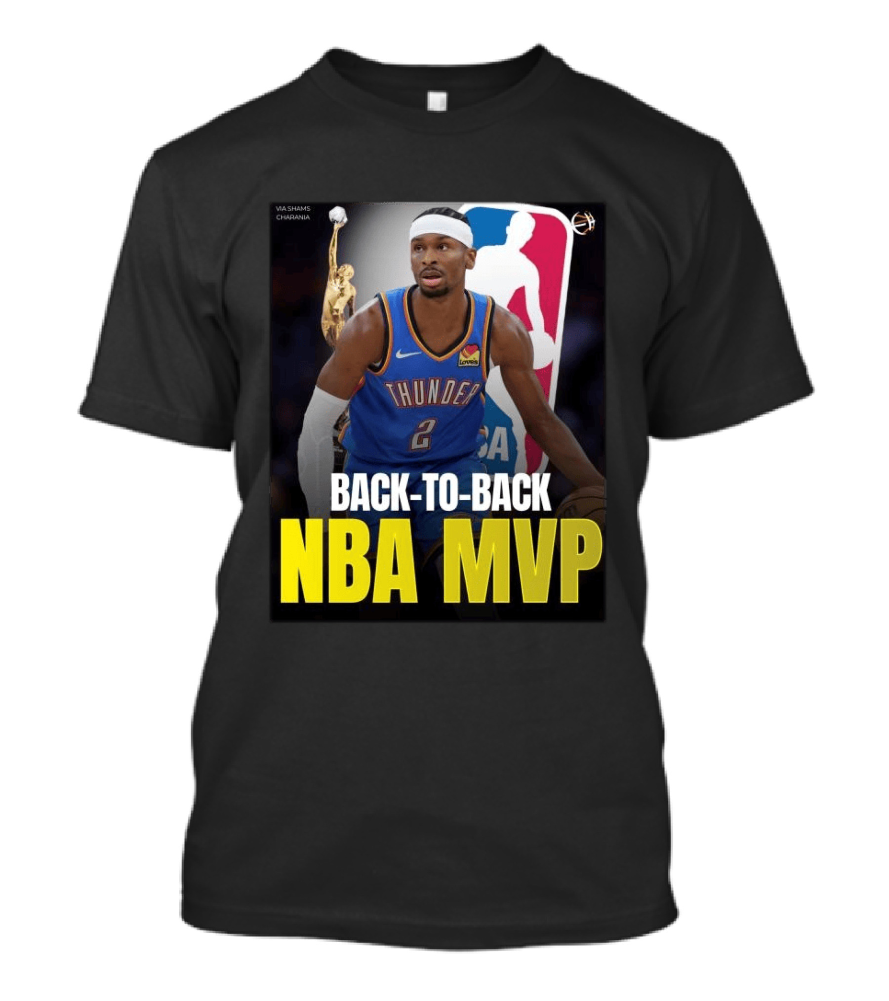 BACK TO BACK NBA MVP 2026 Shai Gilgeous Alexander Thunder Via Shams Charania T-Shirt