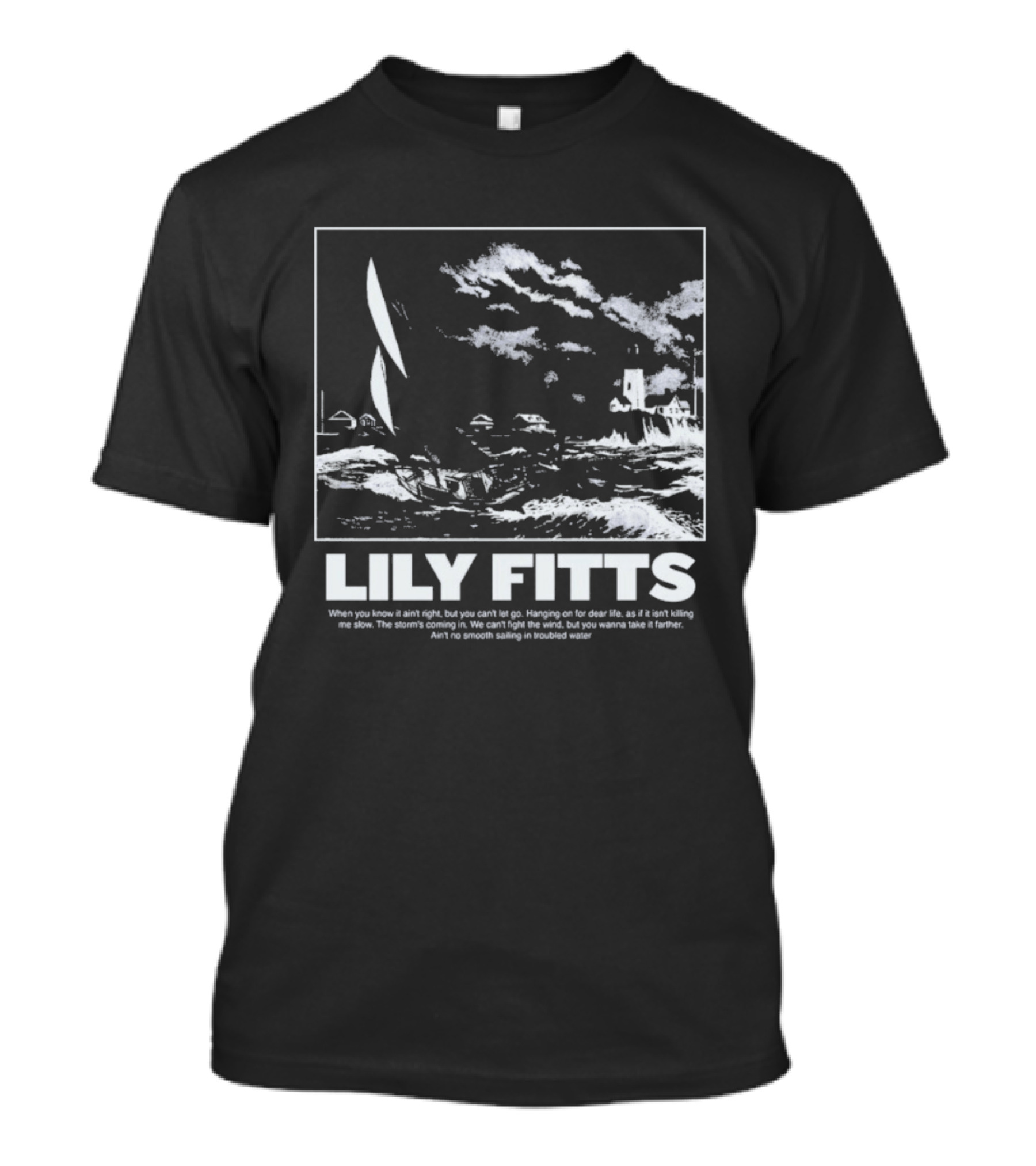Lily Fitts Troubled Water Sailing And Lighthouse T-Shirt