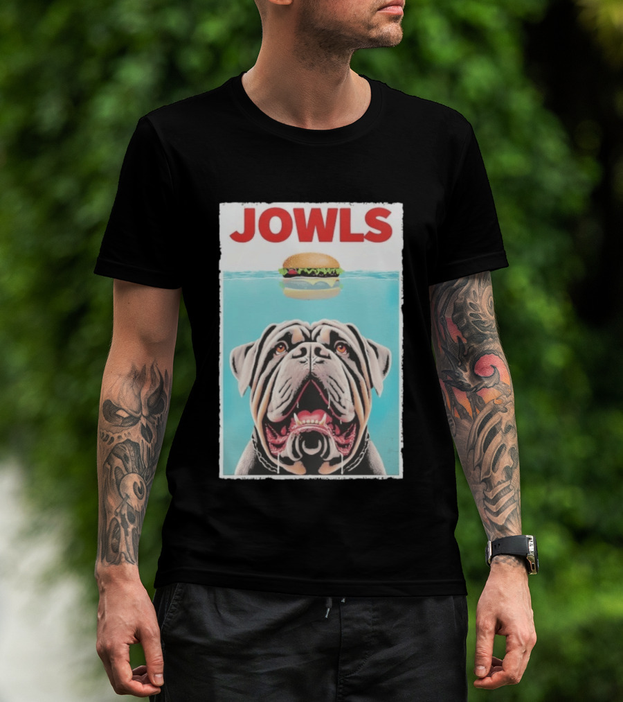 Jowls Mastiff Burger Floating Above Water T-Shirt