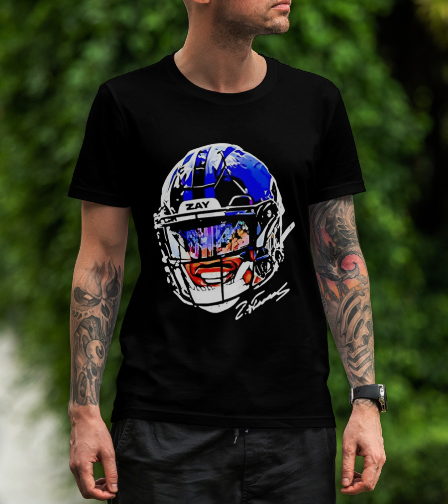 Zay Flowers Baltimore Ravens Big Face Helmet T-Shirt