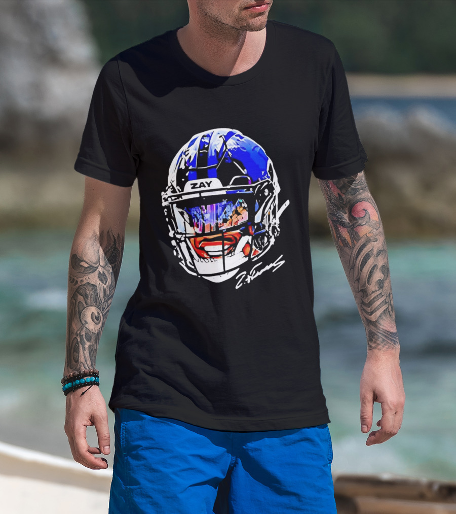 Zay Flowers Baltimore Ravens Big Face Helmet T-Shirt
