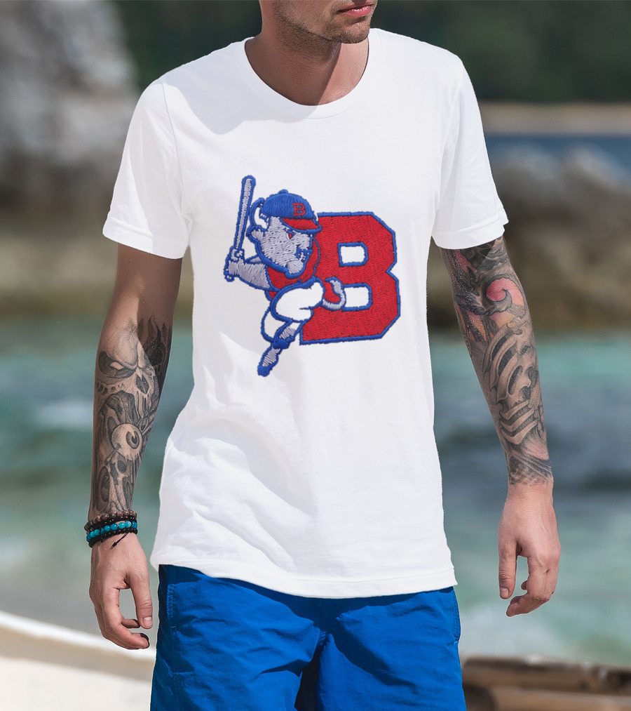 2026 Buffalo Bisons Big League Chew B Logo Baseball Bat Hitting Buffalo Embroidery Hat T-Shirt