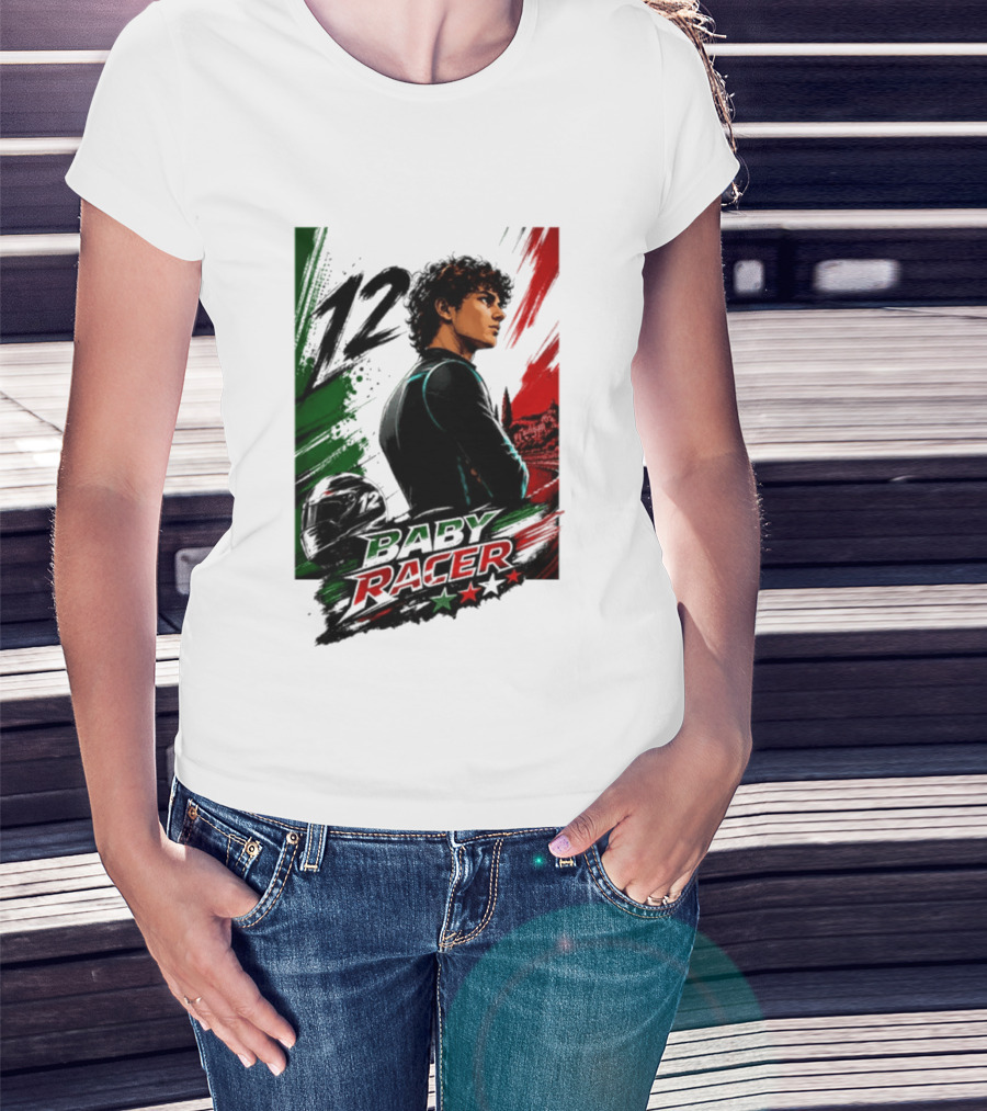 12 Baby Racer Italy Flag Motorcycle Racing Art With Italian T-Shirt