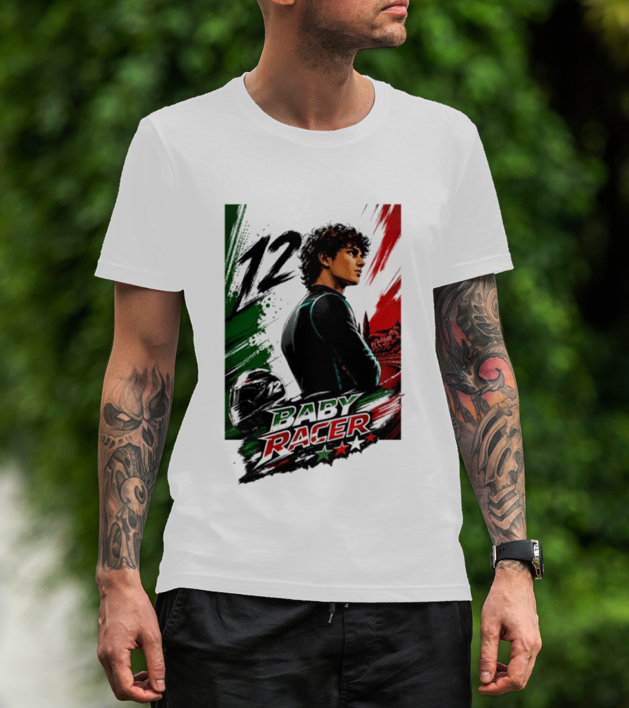 12 Baby Racer Italy Flag Motorcycle Racing Art With Italian T-Shirt