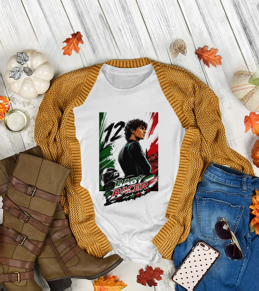 12 Baby Racer Italy Flag Motorcycle Racing Art with Italian T-Shirt
