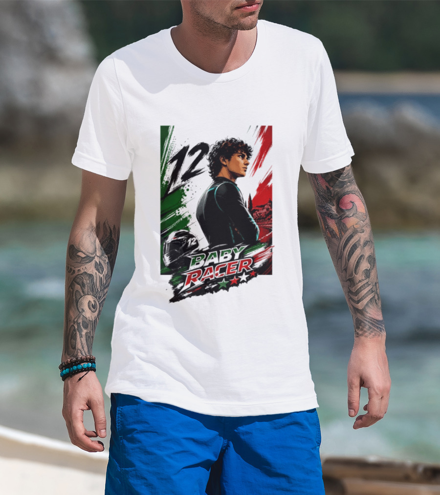 12 Baby Racer Italy Flag Motorcycle Racing Art With Italian T-Shirt