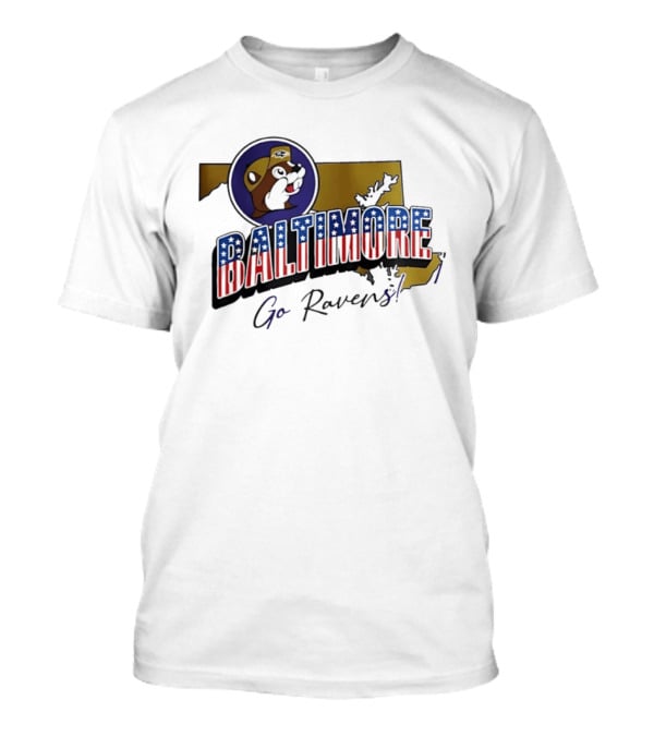 Baltimore Ravens Go Ravens Buc Ee's Patriotic Map Collaboration T-Shirt