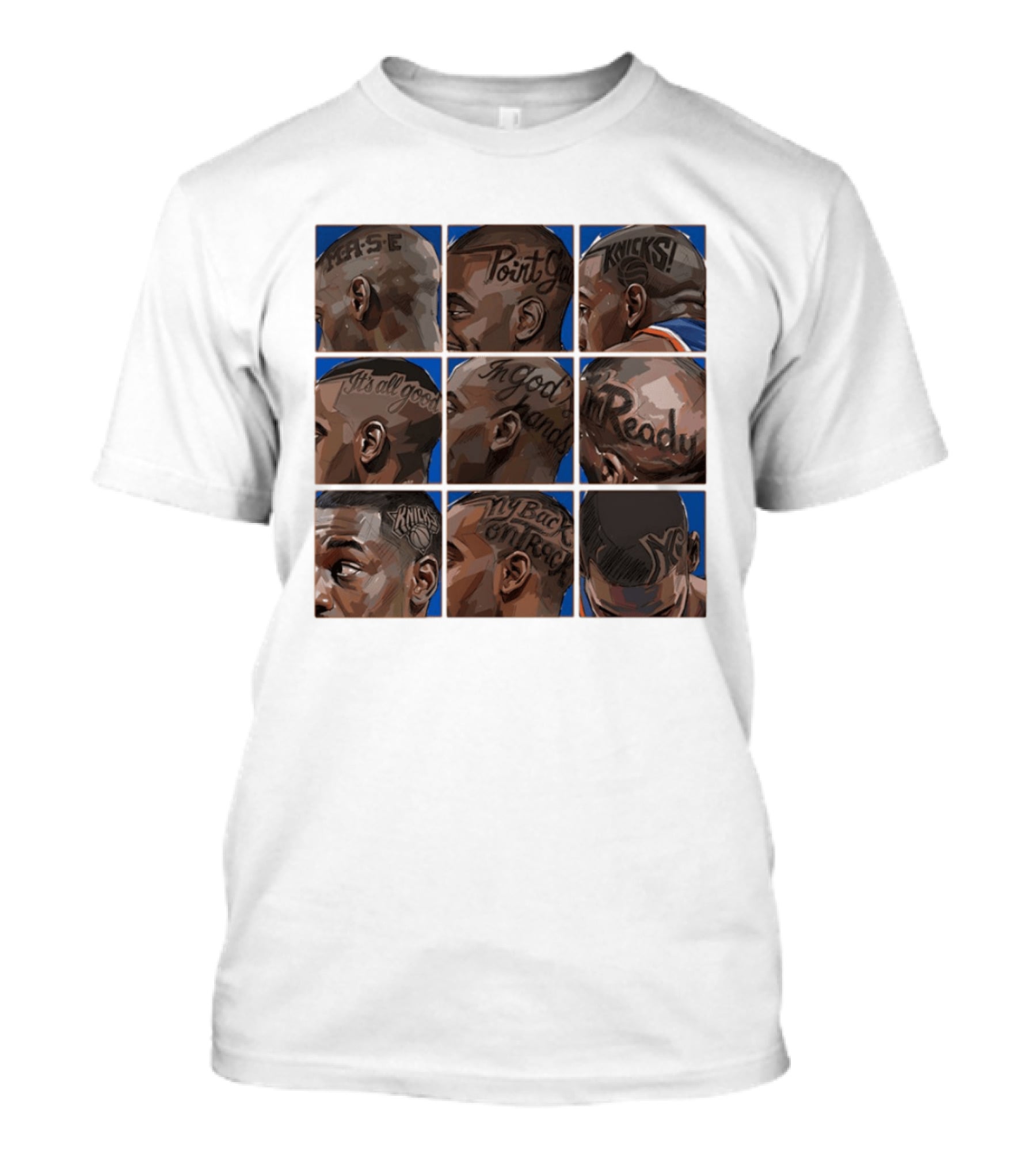 Baseline Cuts Knicks Players Hair Art 2026 Quotes And Logos T-Shirt