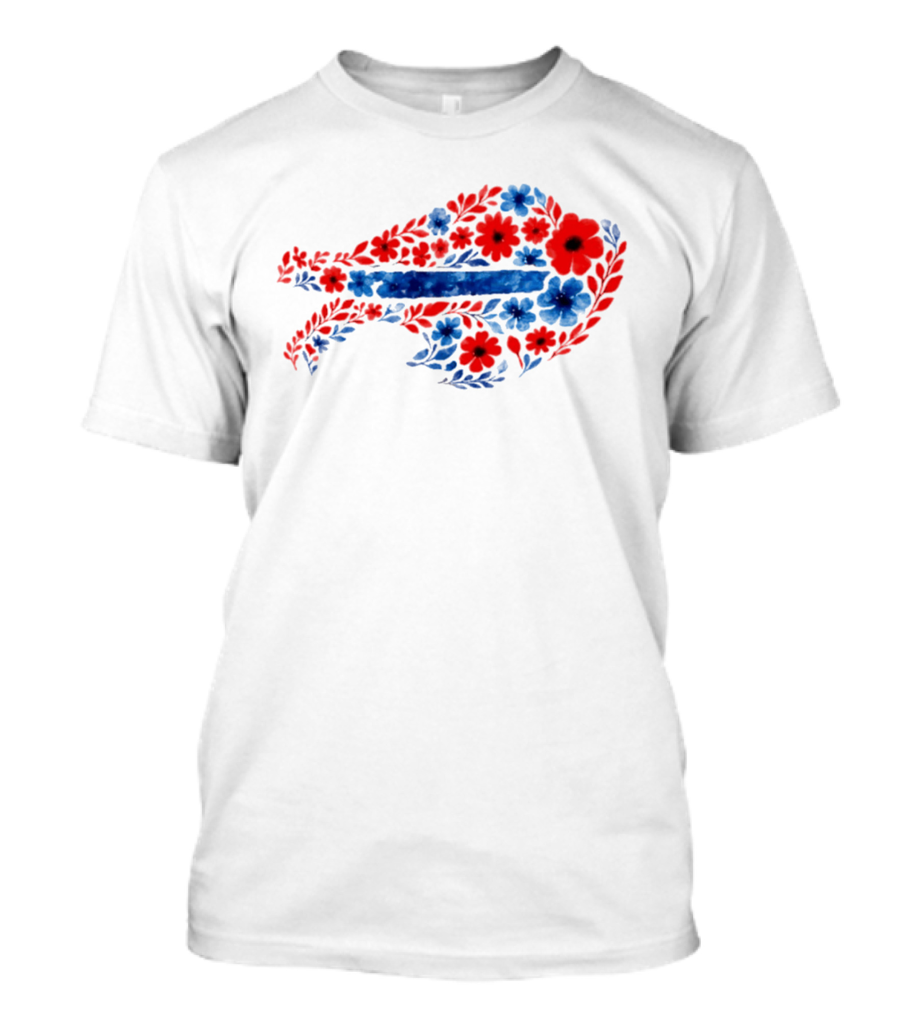 Buffalo Bills Floral Team Art Blue And Red Flowers T-Shirt