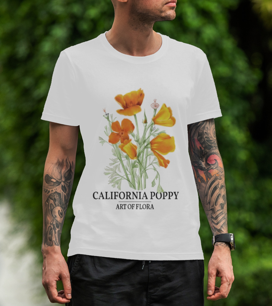 California Poppy Art Of Flora Botanical Nature T-Shirt