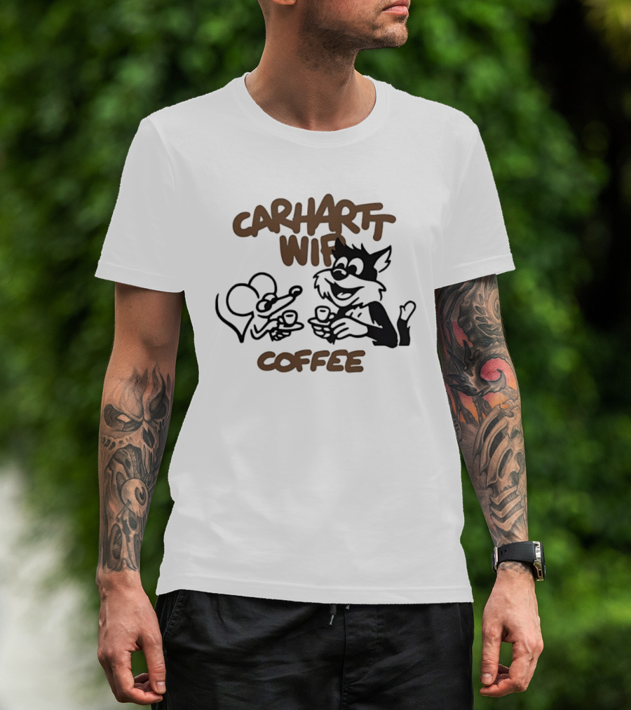 Carhartt Wifi Coffee Mouse Cat Drinking Coffee T-Shirt