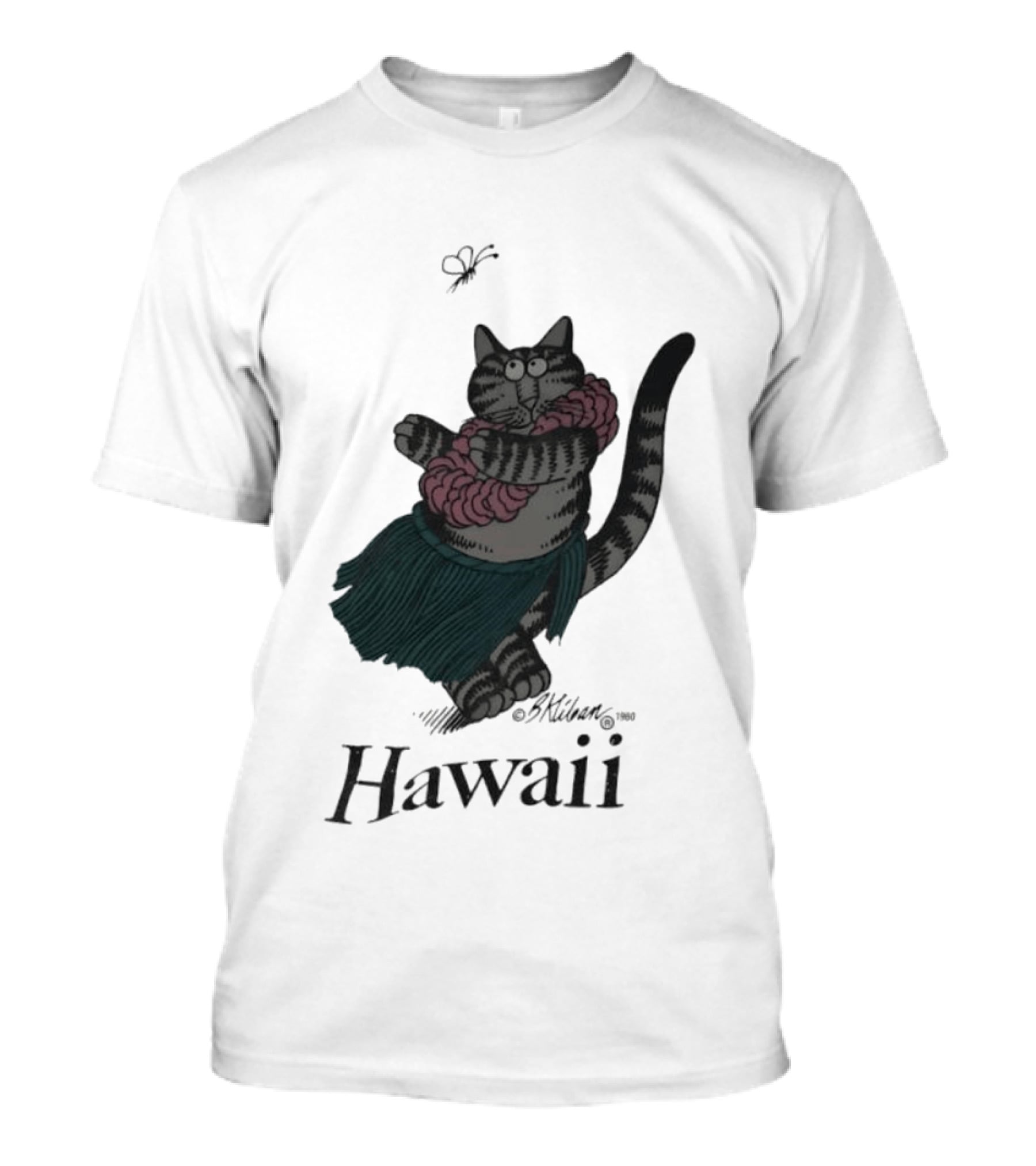 B Kliban Cat In Hula Skirt Hawaii T-Shirt