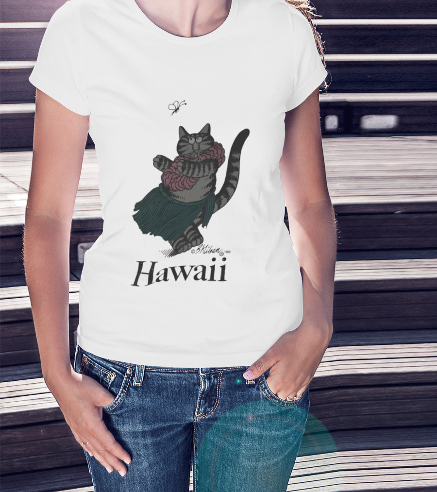 B Kliban Cat In Hula Skirt Hawaii T-Shirt