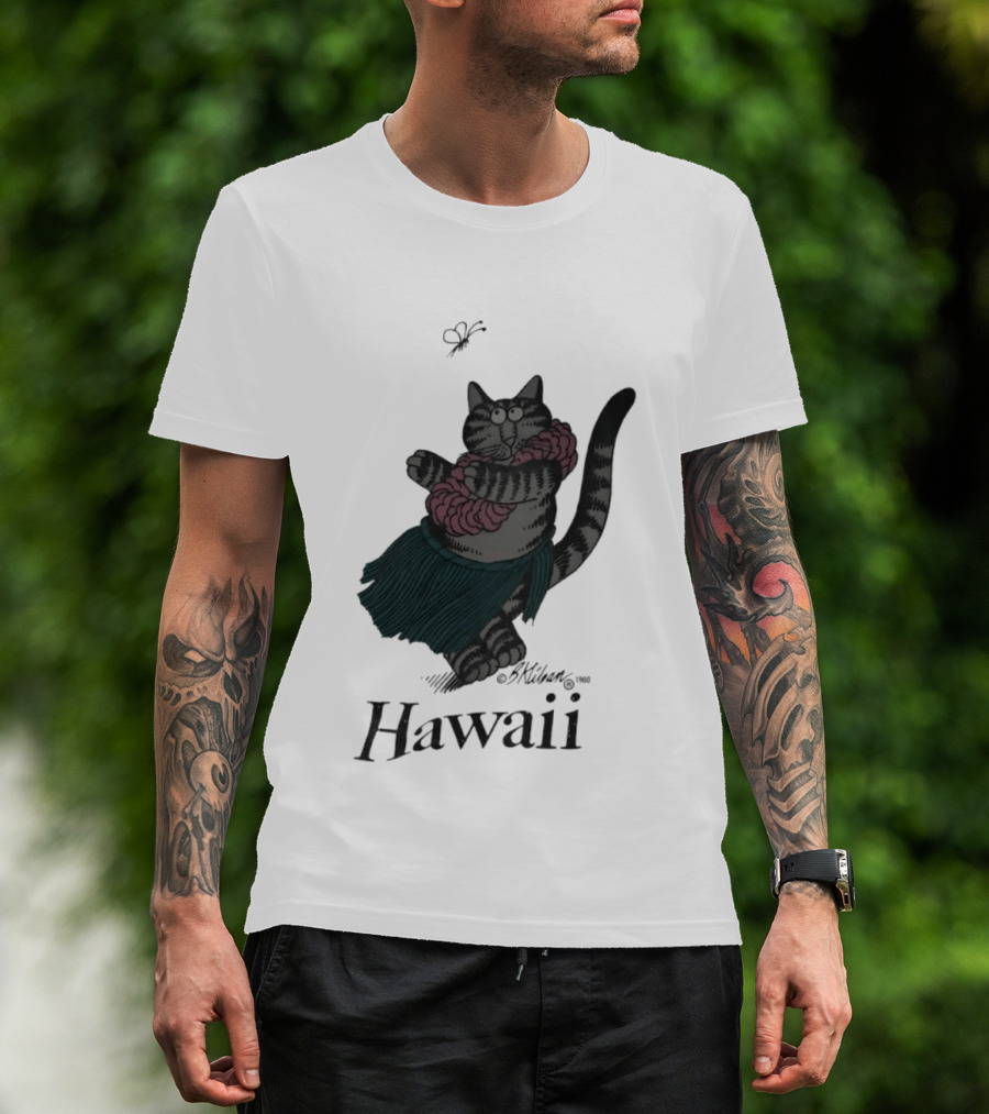 B Kliban Cat In Hula Skirt Hawaii T-Shirt