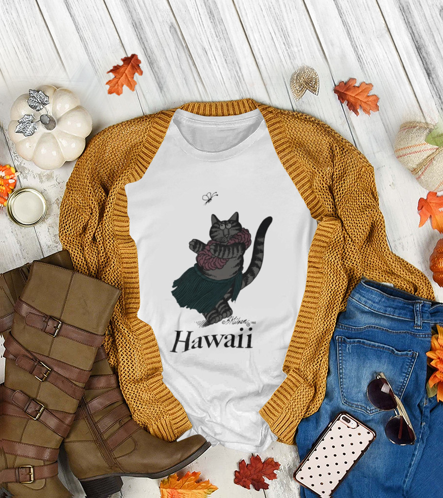 B Kliban Cat in Hula Skirt Hawaii T-Shirt