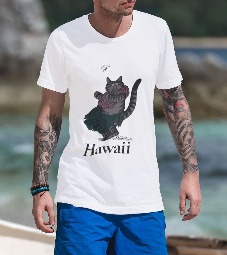 B Kliban Cat In Hula Skirt Hawaii T-Shirt